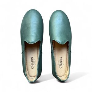 CHARIX Women's Green Leather Flats